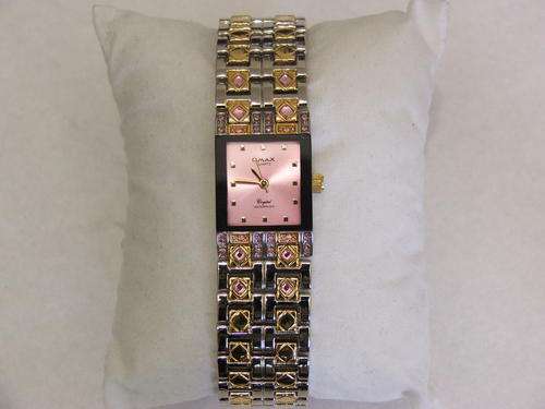 ***STUNNING STUNNING!!!***SILVER AND GOLD WATCH WITH GENUINE CRYSTALS FROM THE OMAX COLLECTION!!!