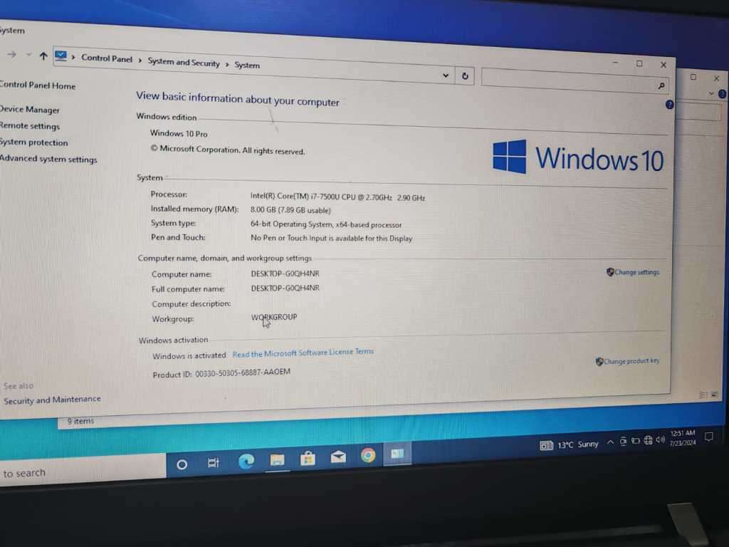 LENOVO V510 LAPTOP, INTEL CORE I7-7500U @2.70GHz,8GB RAM,247GB SSD, 2GB AMD RADEON GRAPHICS