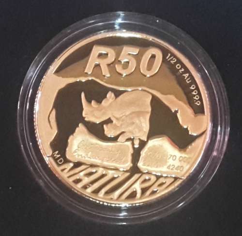 2010 Black Rhino Nature Series 1/2 oz AU9999 # Bid starting @ R1
