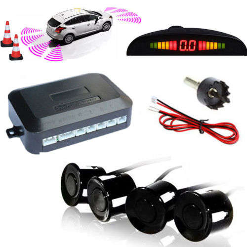 4pcs Parking Sensors Car Reverse Backup Rear Radar System Kit Sound Alert Alarm