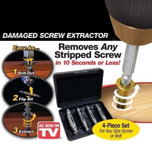 4pcs Screw Extractor Drill Bits Guide Set Broken Damaged Bolt Remover Twist Out