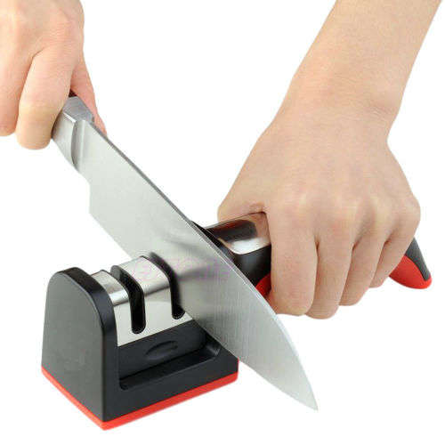 Hard Carbide Ceramic Sharpening Stone 2 Stages Handle Household Knife Sharpener