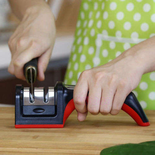 Hard Carbide Ceramic Sharpening Stone 2 Stages Handle Household Knife Sharpener