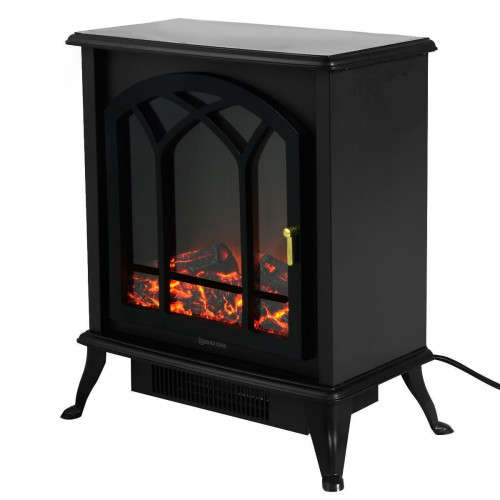 Electric 2000W Fireplace Heater Free Standing Fire Flame Stove Wood Adjustable