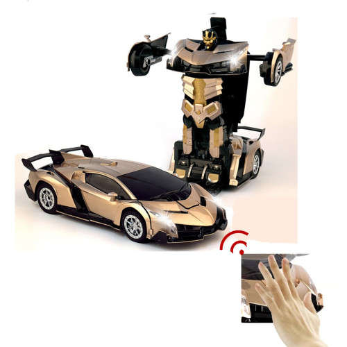 Transformer 2.4G RC Remote Control Strongly Rhythmic Sound Effect Top Deformation Robot Car Recharge