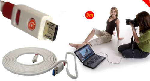 3 meter Premium Flat USB Cable for Iphone /Samsung