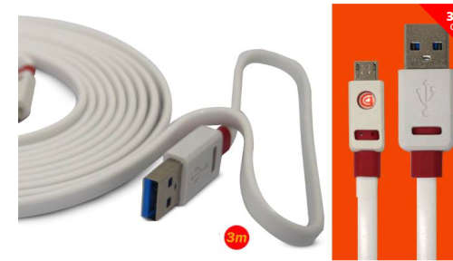 3 meter Premium Flat USB Cable for Iphone /Samsung