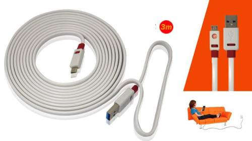 3 meter Premium Flat USB Cable for Iphone /Samsung