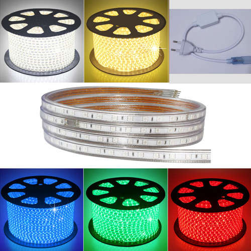 6 colour 100M 220V SMD5050 Waterproof Flexible LED Strip Rope Celling Lighting (1pcs pulg free)