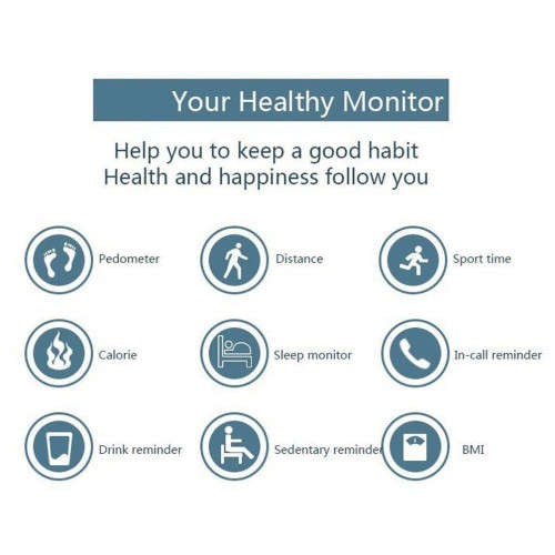 Bluetooth Smart Bracelet Sport Watch Step Calorie Fitness Tracker Pedometer