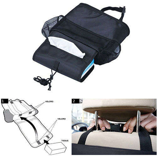Car Seat Side Back Storage Vehicle Multi Pocket Holder Organizer String Bag Black