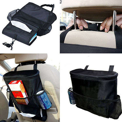 Car Seat Side Back Storage Vehicle Multi Pocket Holder Organizer String Bag Black