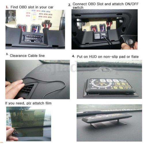 Universal  Car OBD2 II Projector Display HUD Head Up Display MPH KMH Speed Warning System