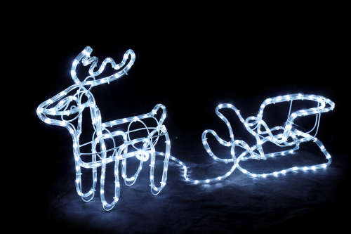 9M 3D WHITE LED  Deer & Sleigh Outdoor Christmas Reindeer Light