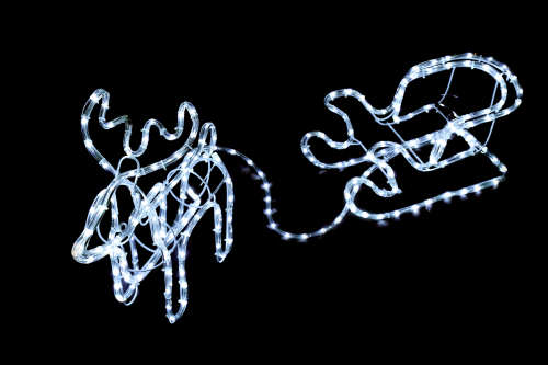 9M 3D WHITE LED  Deer & Sleigh Outdoor Christmas Reindeer Light