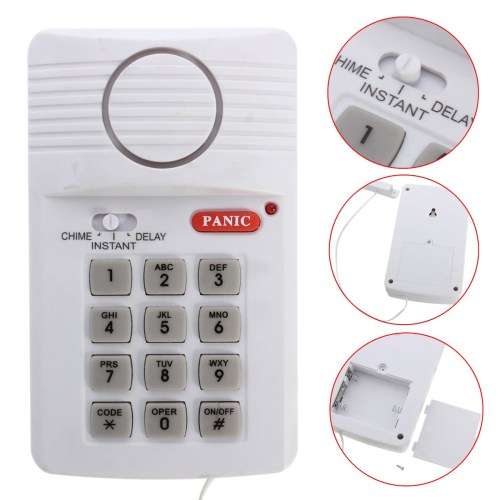 Security Keypad Door Ring Alarm System w/ Panic Button For Home Garage Caravan