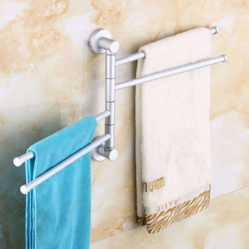 Wall Mounted Towel Holder 4 Swivel Bars Bathroom Polished Hardware Rack Hanger