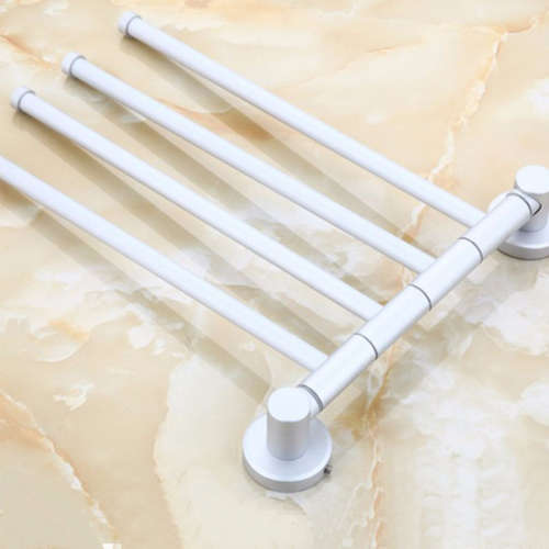 Wall Mounted Towel Holder 4 Swivel Bars Bathroom Polished Hardware Rack Hanger