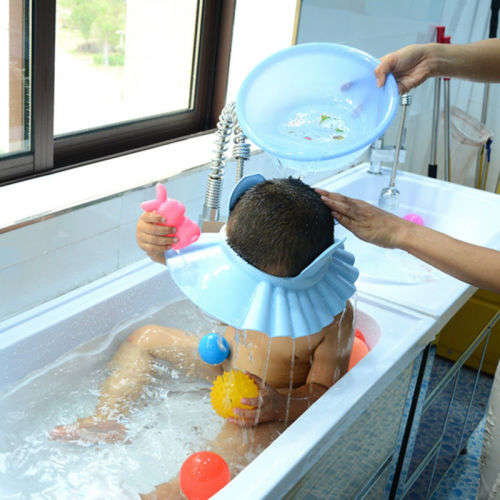 Baby Kids Children Safe Shampoo Bath Bathing Shower Cap Hat Wash Hair Shield