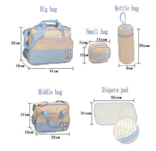 5pc/Set Baby Changing Diaper Nappy Mummy Mother Handbag multifunctional Bags