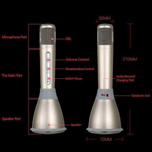 Mini Handheld Wireless Bluetooth Karaoke Player Microphone Speaker KTV Mic