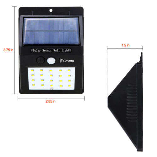 Solar Power Sensor Wall Light 20 LED Bright Wireless Security Motion