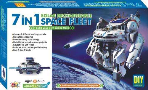 DIY Solar Rechargeable Space Fleet Kit 7 in 1 Solar Robot Kit Educational Toys