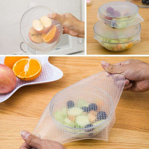 New 4 Pcs Reusable Silicone Food Bowl Covers Wrap,Keep Food Stretch and Fresh
