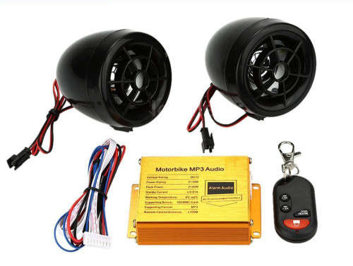 Motorcycle MP3 Player Speakers FM Radio Security Alarm Wireless Remote
