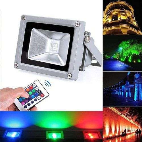 10W RGB Outdoor LED Flood Light Garden Spotlight Security Waterproof Lamp Remote