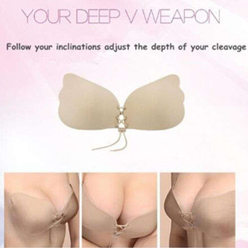 Women's Strapless Invisible Bra Backless Self-Adhesive Push Up Wings Sticky Bras