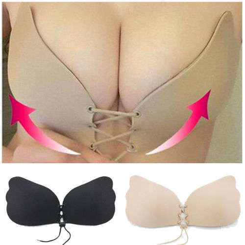Women's Strapless Invisible Bra Backless Self-Adhesive Push Up Wings Sticky Bras