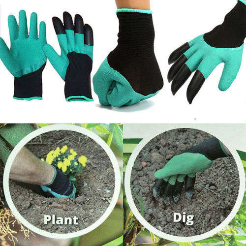 Hot Garden GENIE Gloves Digging&Planting with 4 ABS Plastic Claws Gardening PF