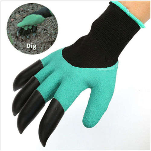 Hot Garden GENIE Gloves Digging & Planting With 4 ABS Plastic Claws Gardening PF