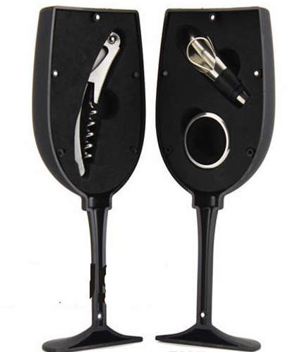 3pcs Wine Glasses style Wine Openers Sets Bar Accessories Red Wine Bar Tools Stainless Steel Persona