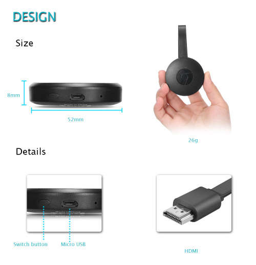 Wecast 2 Black HD Media Video Streamer 2nd Generation Digital HDMI