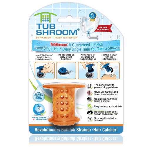 TubShroom Hair Catcher, Strainer, Drain Protector for Tub