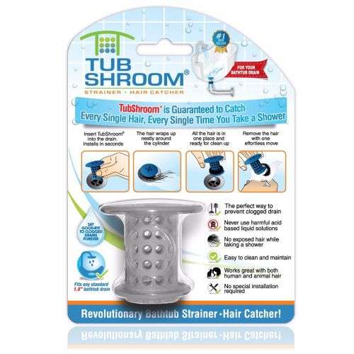 TubShroom Hair Catcher, Strainer, Drain Protector for Tub