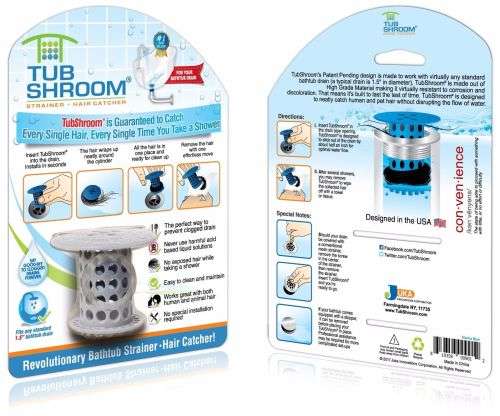 TubShroom Hair Catcher, Strainer, Drain Protector for Tub