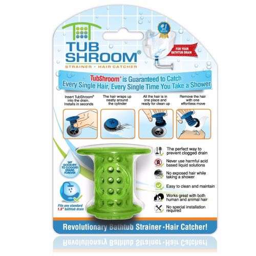 TubShroom Hair Catcher, Strainer, Drain Protector for Tub