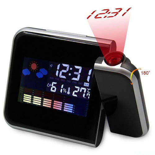 Black Square  LCD Alarm Clock Backlight Calendar Temperature Color Screen