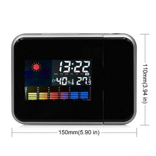Black Square  LCD Alarm Clock Backlight Calendar Temperature Color Screen