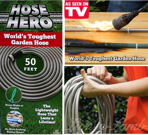 Metal Garden Hose Stainless Steel Flexible Watering Hose Pipe 50FT