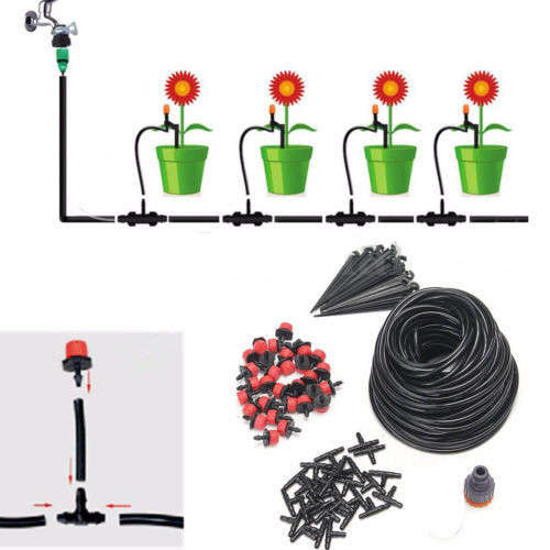 20m DIY Micro Drip Irrigation System Plant Watering Garden Hose Tool