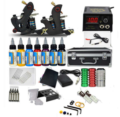 Professional Complete Tattoo Kit 2 Machine CROTARY Gun Set with INK