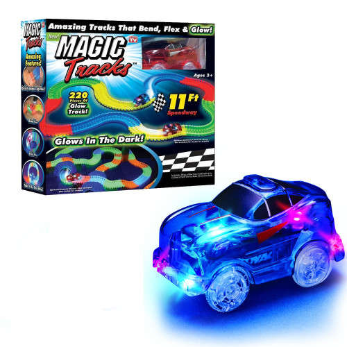 Magic Racing Tracks Set Bend Flex Glow Led Light Racetrack Car Kids Toys Gifts