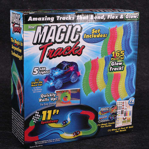 Magic Racing Tracks Set Bend Flex Glow Led Light Racetrack Car Kids Toys Gifts