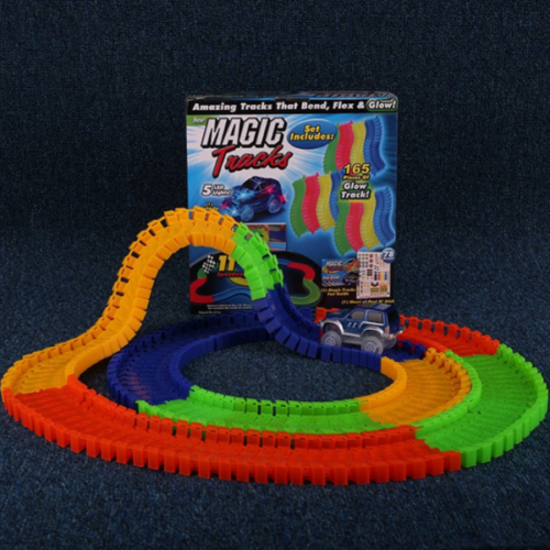 Magic Racing Tracks Set Bend Flex Glow Led Light Racetrack Car Kids Toys Gifts