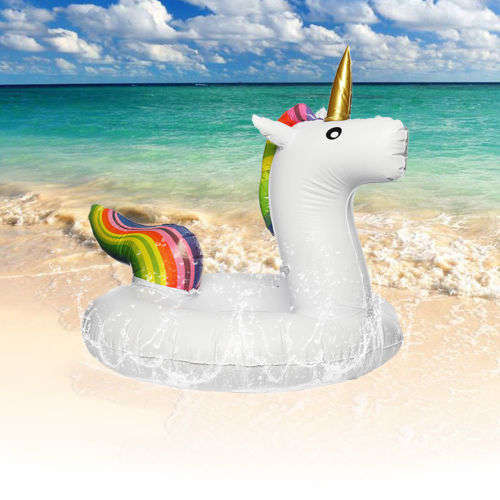 Giant Inflatable Rainbow Unicorn Water Float Raft Summer Swim Pool Beach Ring