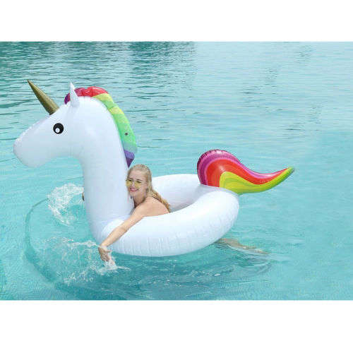 Giant Inflatable Rainbow Unicorn Water Float Raft Summer Swim Pool Beach Ring